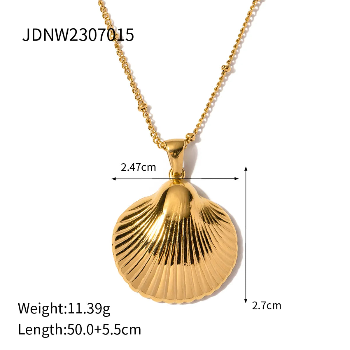 304 Stainless Steel 18K Gold Plated Beach Simple Style Beaded Plating Starfish Shell Fish Tail Pendant Necklace