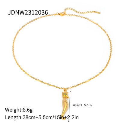 304 Stainless Steel 18K Gold Plated Beach Simple Style Beaded Plating Starfish Shell Fish Tail Pendant Necklace