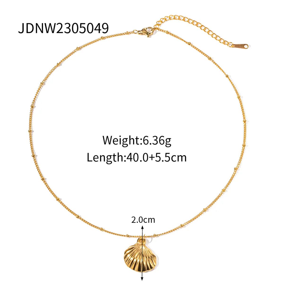 304 Stainless Steel 18K Gold Plated Beach Simple Style Beaded Plating Starfish Shell Fish Tail Pendant Necklace