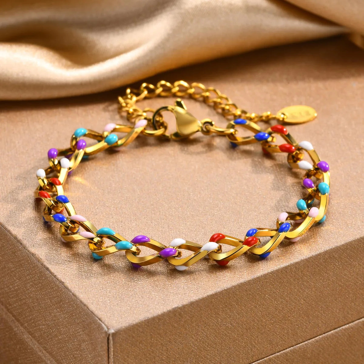 Beach Tropical Geometric 201 Stainless Steel 18K Gold Plated Bracelets In Bulk