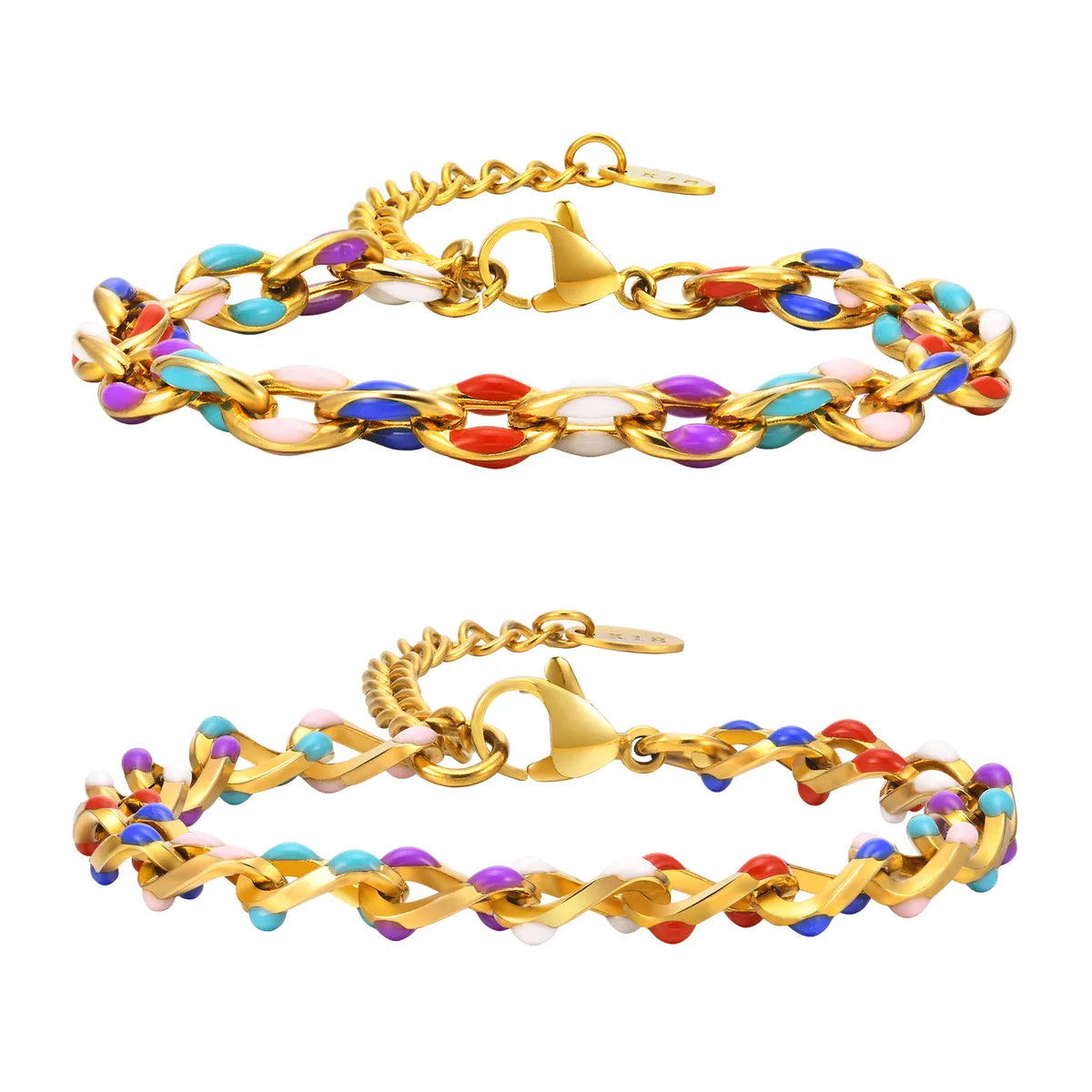 Beach Tropical Geometric 201 Stainless Steel 18K Gold Plated Bracelets In Bulk