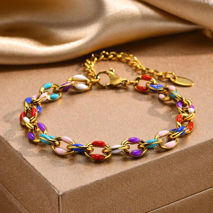 Beach Tropical Geometric 201 Stainless Steel 18K Gold Plated Bracelets In Bulk