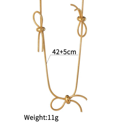 304 Stainless Steel 18K Gold Plated Bow Knot Necklace