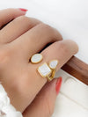 Wholesale Jewelry Casual Basic Classic Style Round 304 Stainless Steel Shell 18K Gold Plated Enamel Inlay Open Rings Rings