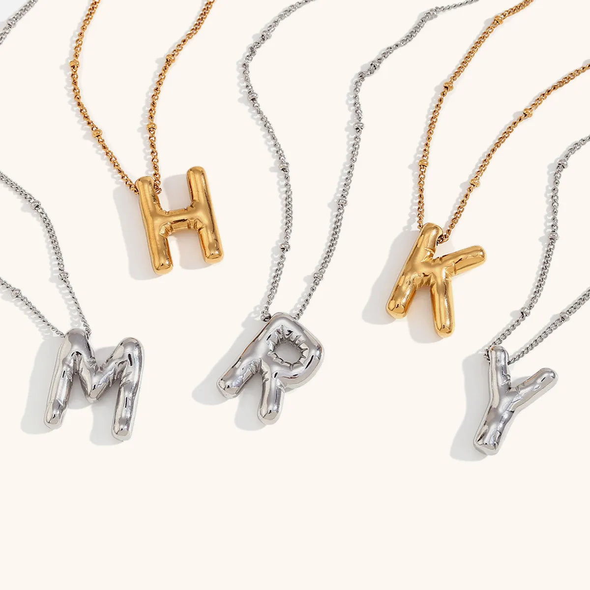 304 Stainless Steel 18K Gold Plated Casual Classic Style Plating Letter Pendant Necklace