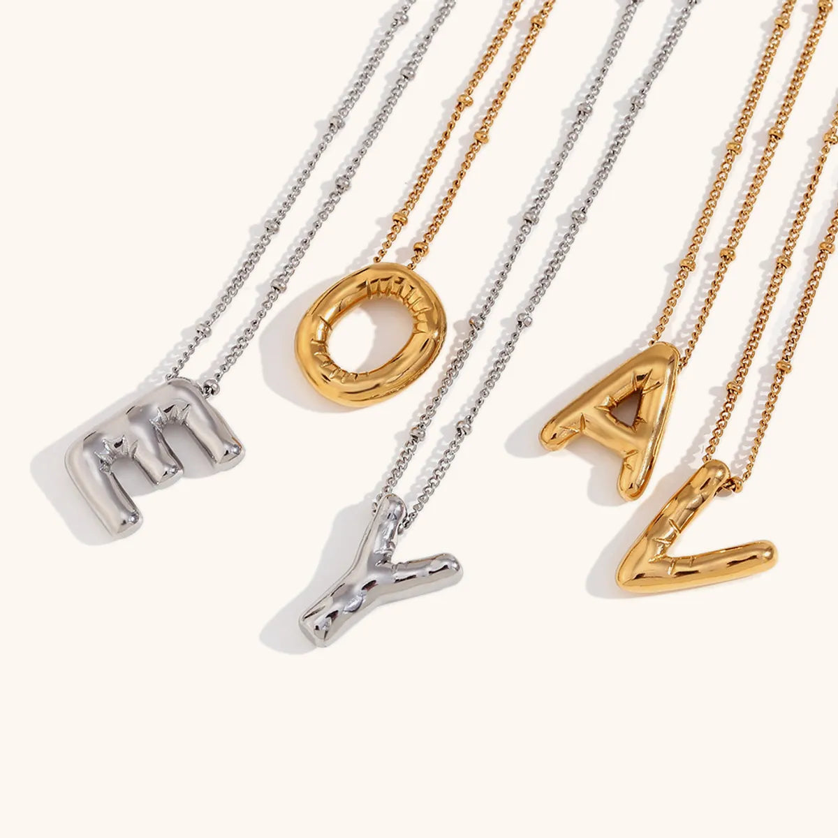 304 Stainless Steel 18K Gold Plated Casual Classic Style Plating Letter Pendant Necklace