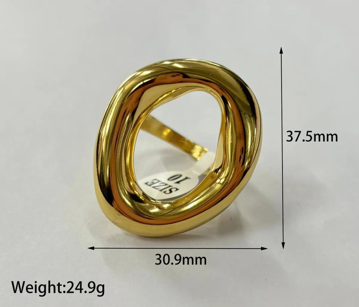 304 Stainless Steel 18K Gold Plated Casual Classic Style Plating Solid Color Rings