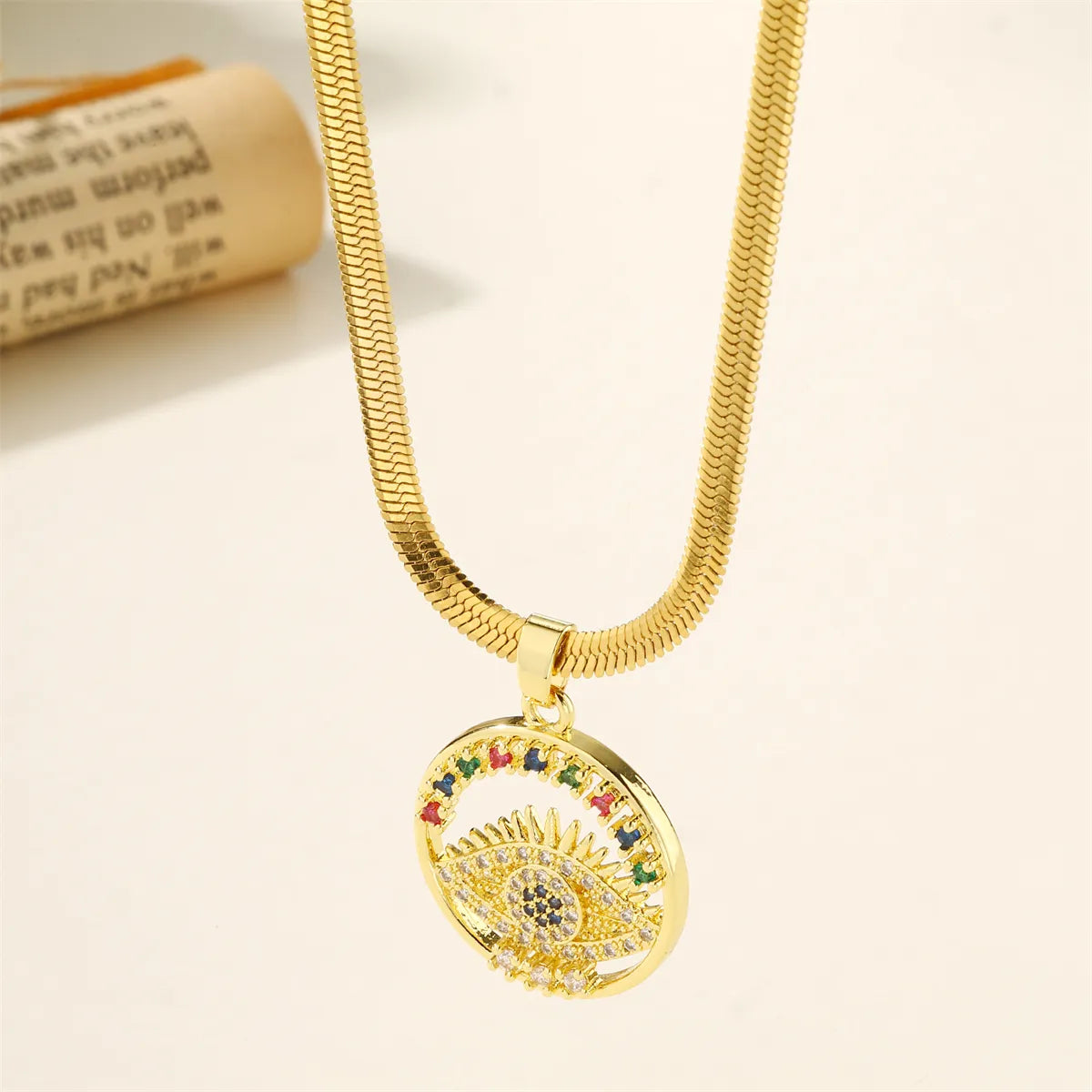 304 Stainless Steel 18K Gold Plated Casual Inlay Butterfly Devil'S Eye Dragonfly Zircon Pendant Necklace