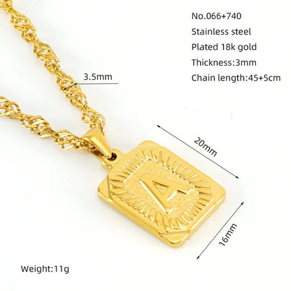 304 Stainless Steel 18K Gold Plated Casual Letter Pendant Necklace