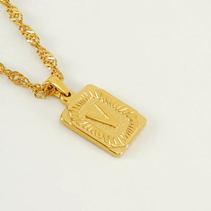 304 Stainless Steel 18K Gold Plated Casual Letter Pendant Necklace