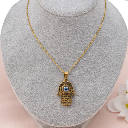 Wholesale Jewelry Casual MAMA Simple Style Letter Devil'S Eye  304 Stainless Steel Resin 18K Gold Plated Pendant Necklace