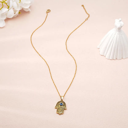 Wholesale Jewelry Casual MAMA Simple Style Letter Devil'S Eye  304 Stainless Steel Resin 18K Gold Plated Pendant Necklace