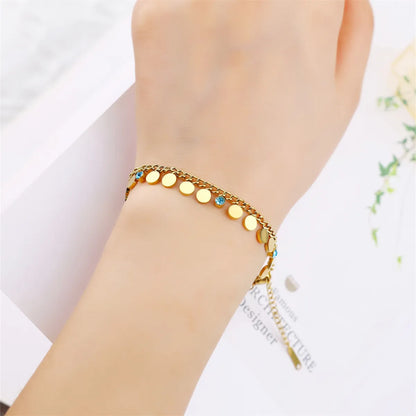 304 Stainless Steel 18K Gold Plated Casual Plating Inlay Heart Shape Bracelets