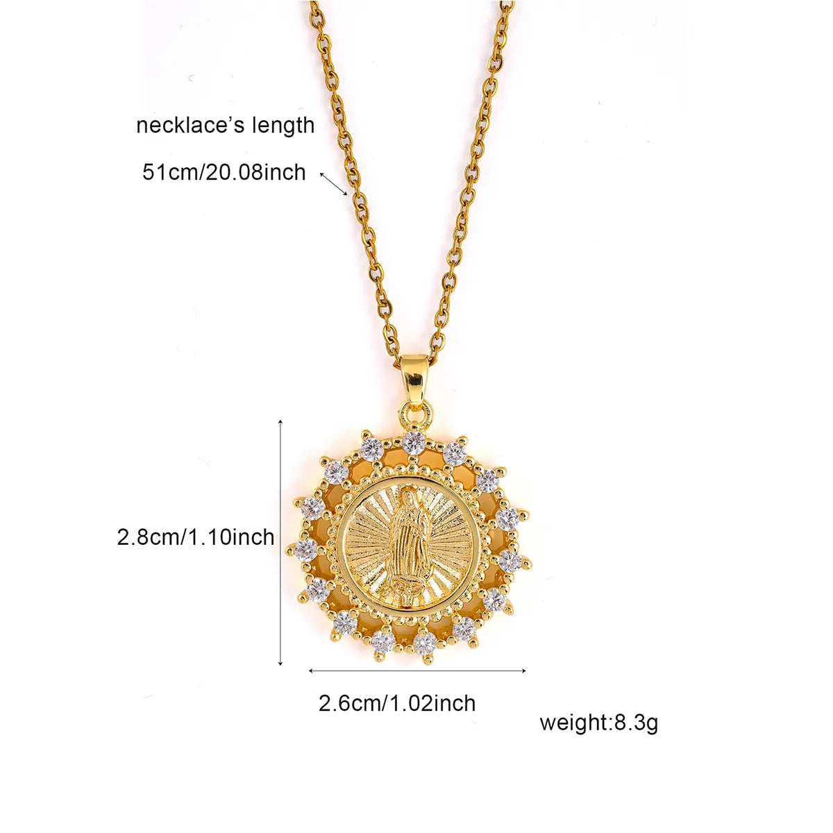 304 Stainless Steel 18K Gold Plated Casual Plating Inlay Human Zircon Pendant Necklace