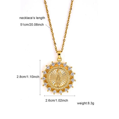 304 Stainless Steel 18K Gold Plated Casual Plating Inlay Human Zircon Pendant Necklace