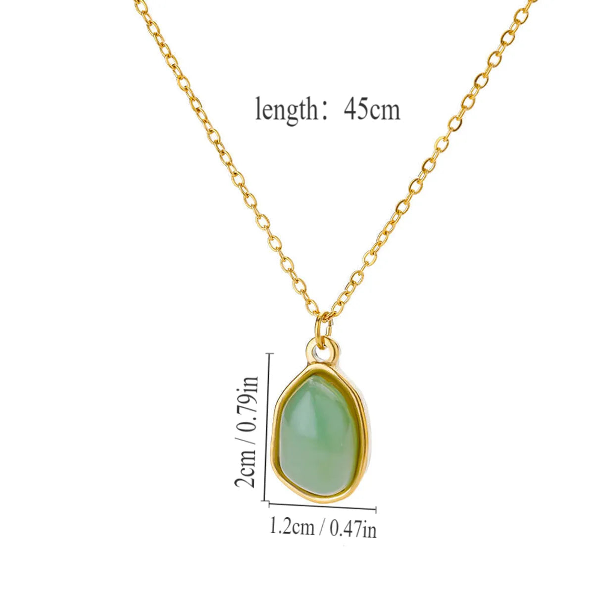 304 Stainless Steel 18K Gold Plated Casual Plating Inlay Solid Color Natural Stone Pendant Necklace