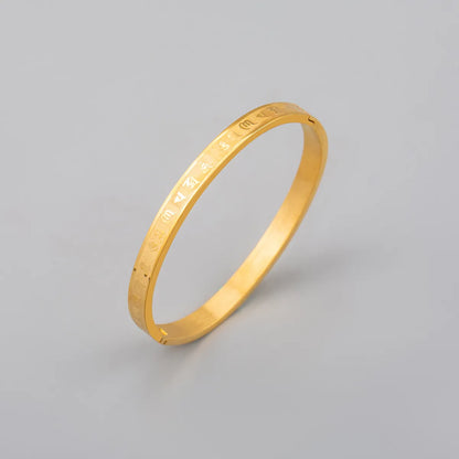 Casual Retro Ethnic Style Word 304 Stainless Steel 18K Gold Plated Buddhist Bangle In Bulk