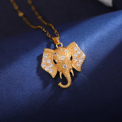 304 Stainless Steel 18K Gold Plated Casual Shiny Plating Inlay Solid Color Zircon Pendant Necklace