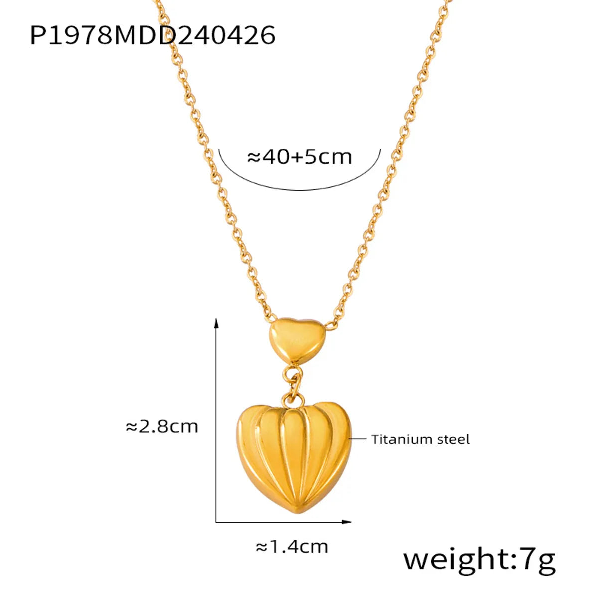 304 Stainless Steel 18K Gold Plated Casual Simple Style Commute Enamel Plating Cross Round Heart Shape Pendant Necklace