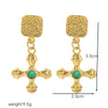 304 Stainless Steel 18K Gold Plated Casual Simple Style Polishing Plating Inlay Cross Artificial Gemstones Earrings Necklace