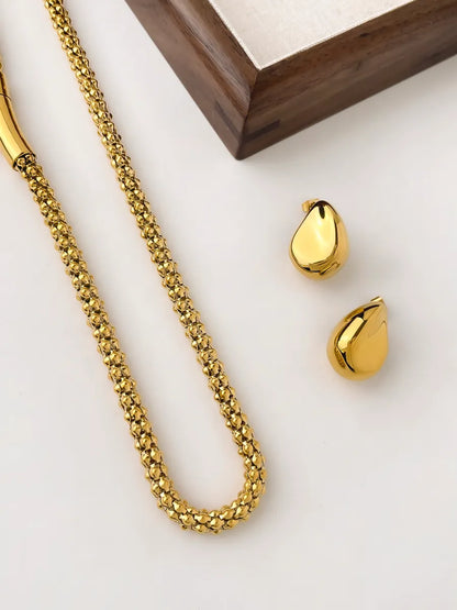 304 Stainless Steel 18K Gold Plated Casual Simple Style Solid Color Earrings Necklace