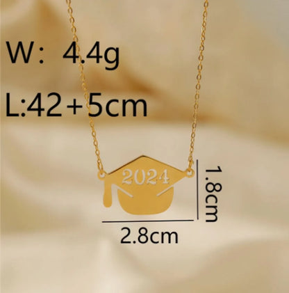 304 Stainless Steel 18K Gold Plated Casual Trencher Cap Number Pendant Necklace