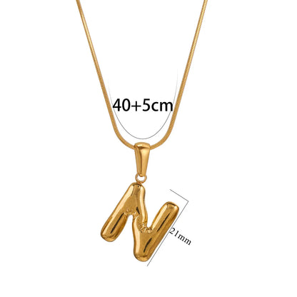 304 Stainless Steel 18K Gold Plated Classic Style Letter Necklace