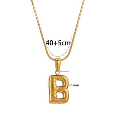 304 Stainless Steel 18K Gold Plated Classic Style Letter Necklace