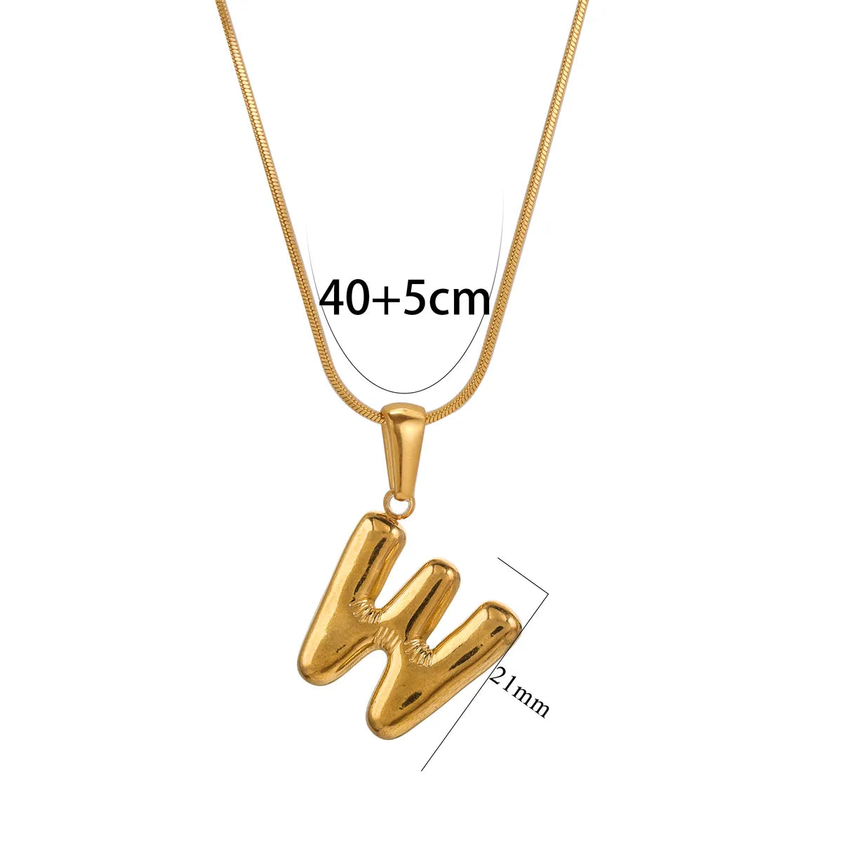 304 Stainless Steel 18K Gold Plated Classic Style Letter Necklace