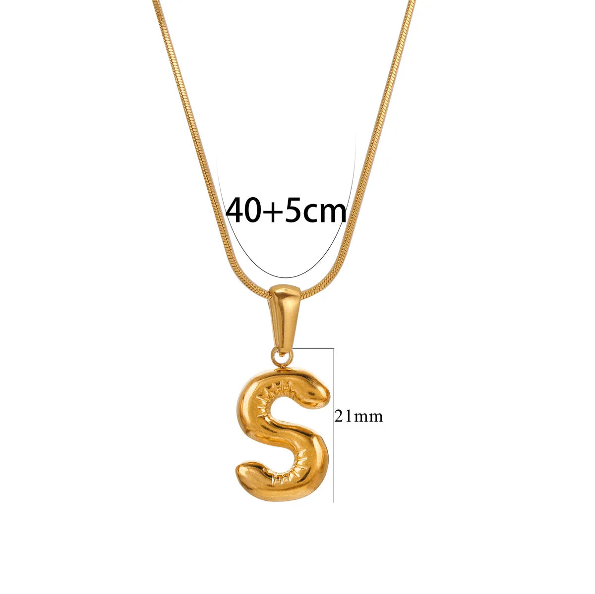 304 Stainless Steel 18K Gold Plated Classic Style Letter Necklace