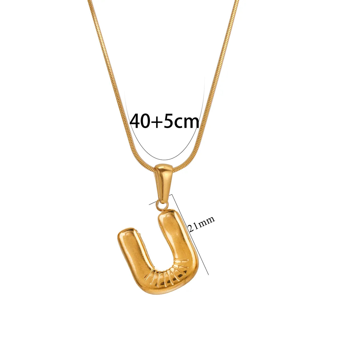 304 Stainless Steel 18K Gold Plated Classic Style Letter Necklace