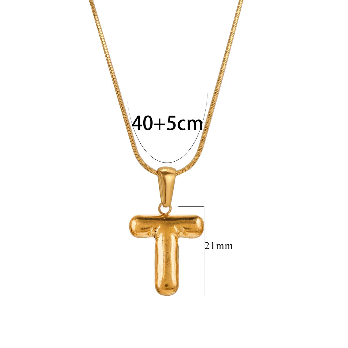 304 Stainless Steel 18K Gold Plated Classic Style Letter Necklace