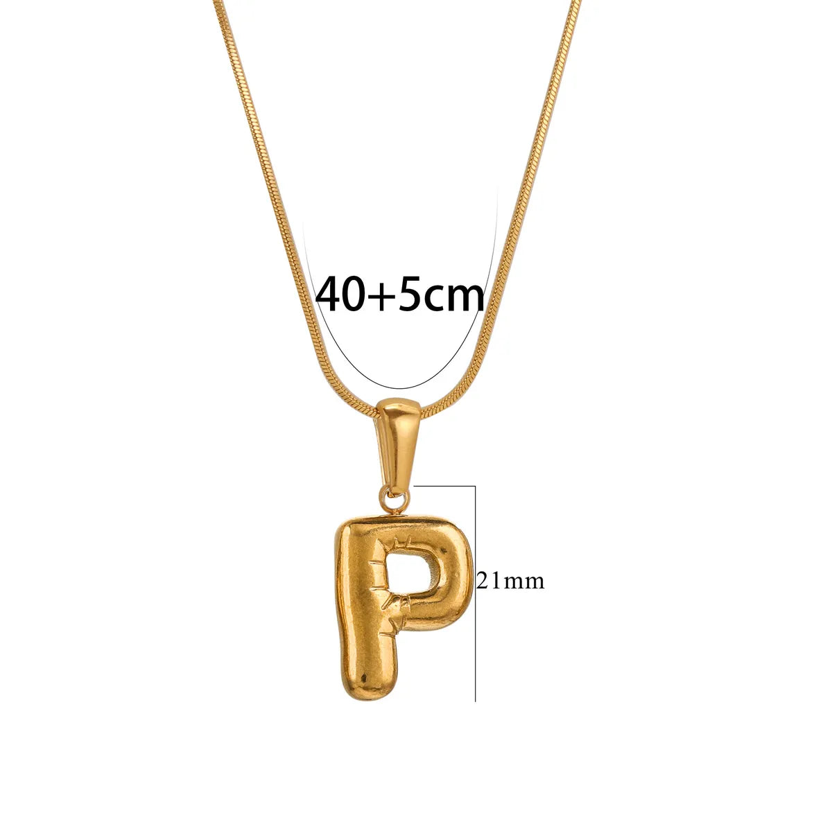 304 Stainless Steel 18K Gold Plated Classic Style Letter Necklace