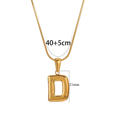 304 Stainless Steel 18K Gold Plated Classic Style Letter Necklace