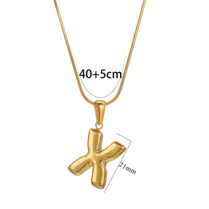 304 Stainless Steel 18K Gold Plated Classic Style Letter Necklace