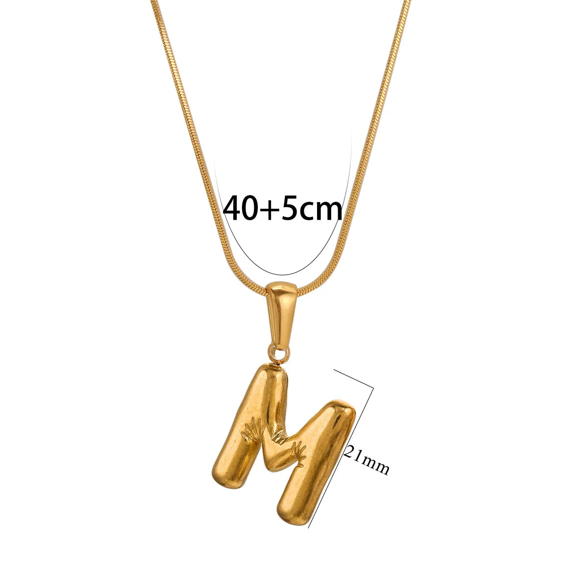 304 Stainless Steel 18K Gold Plated Classic Style Letter Necklace