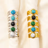 304 Stainless Steel 18K Gold Plated Classical Lady Classic Style Inlay Geometric Artificial Gemstones Imitating Stone Open Rings