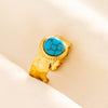 304 Stainless Steel 18K Gold Plated Classical Lady Classic Style Inlay Geometric Artificial Gemstones Imitating Stone Open Rings