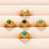 304 Stainless Steel 18K Gold Plated Classical Lady Classic Style Inlay Geometric Artificial Gemstones Imitating Stone Open Rings