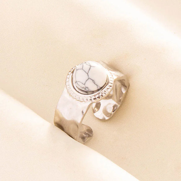 304 Stainless Steel 18K Gold Plated Classical Lady Classic Style Inlay Geometric Artificial Gemstones Imitating Stone Open Rings