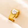 304 Stainless Steel 18K Gold Plated Classical Lady Classic Style Inlay Geometric Artificial Gemstones Imitating Stone Open Rings