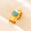 304 Stainless Steel 18K Gold Plated Classical Lady Classic Style Inlay Geometric Artificial Gemstones Imitating Stone Open Rings
