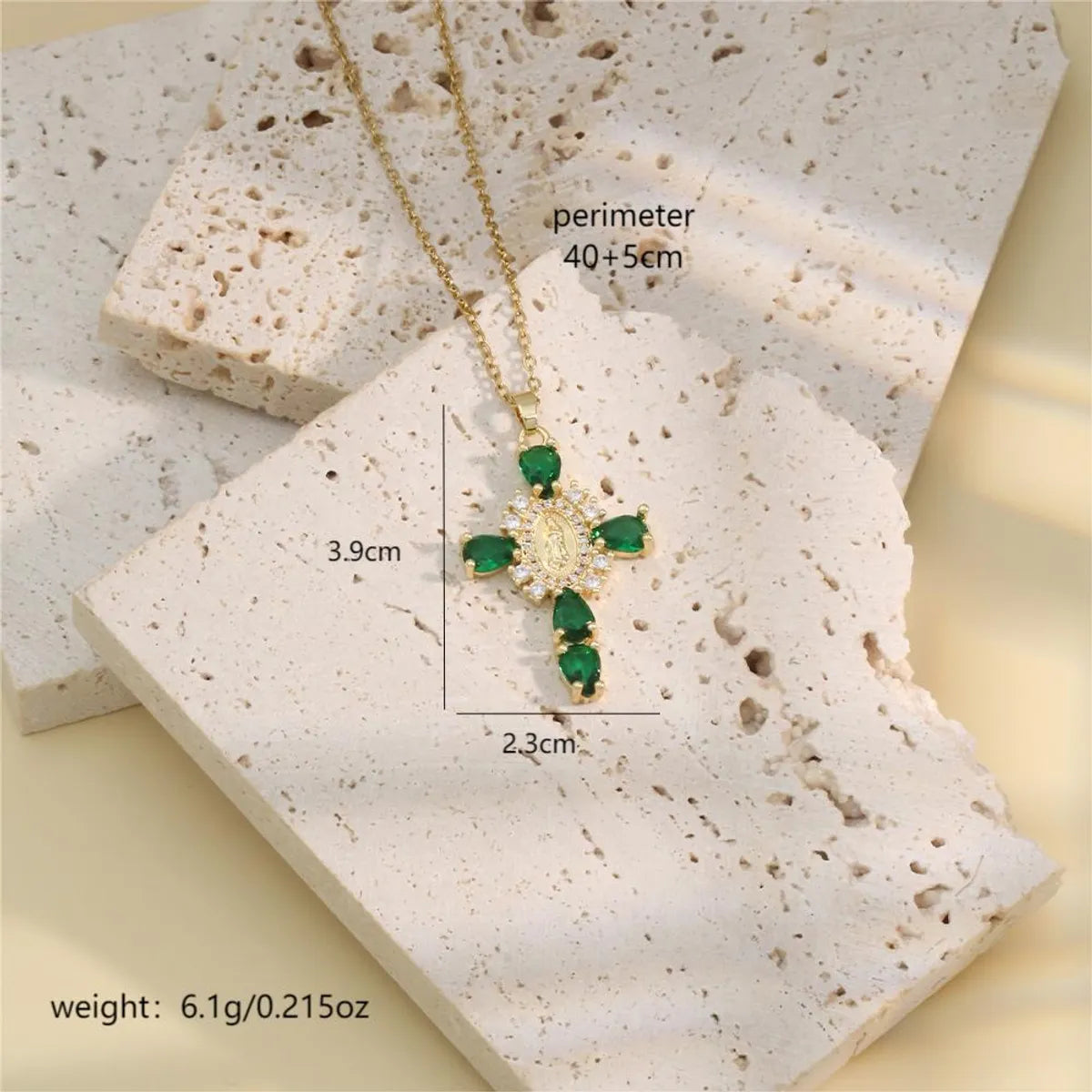 304 Stainless Steel 18K Gold Plated Cute Romantic Shiny Plating Inlay Human Cross Zircon Pendant Necklace