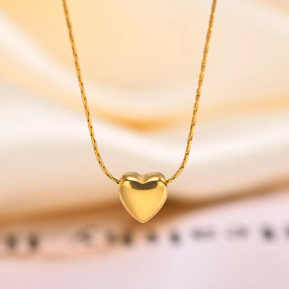 304 Stainless Steel 18K Gold Plated Cute Sweet Heart Shape Pendant Necklace