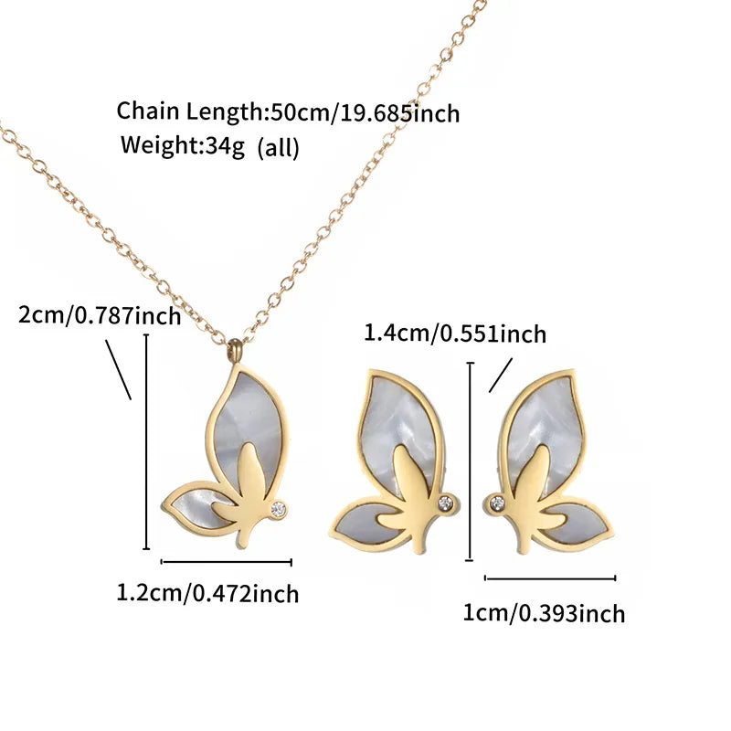 304 Stainless Steel 18K Gold Plated Cute XUPING Sweet Plating Rabbit Star Butterfly Artificial Gemstones Earrings Necklace Jewelry Set