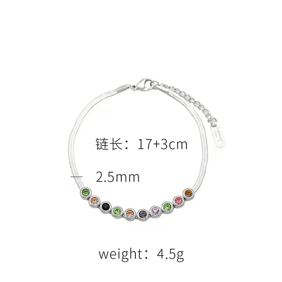 304 Stainless Steel 18K Gold Plated Elegant Glam Simple Style Inlay Solid Color Zircon Bracelets Necklace