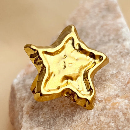 304 Stainless Steel 18K Gold Plated Elegant Glam Star Open Rings