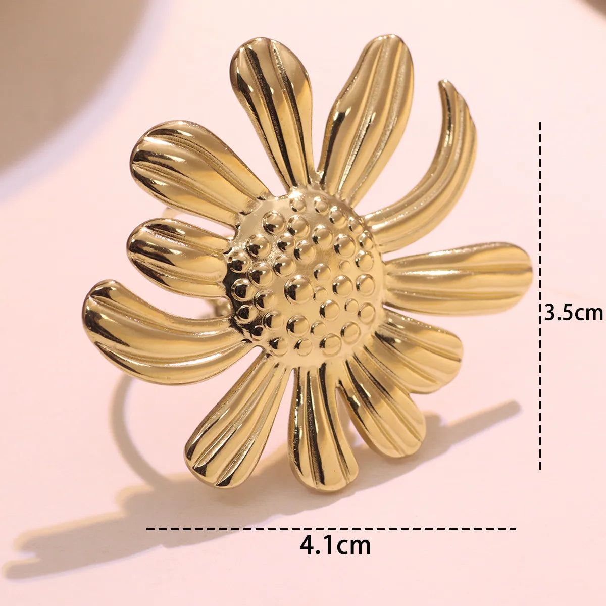 304 Stainless Steel 18K Gold Plated Elegant Lady Classic Style Plating Flower Open Rings