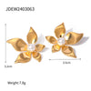 304 Stainless Steel 18K Gold Plated Elegant Lady Streetwear Inlay Flower Imitation Pearl Rings Earrings