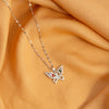 304 Stainless Steel 18K Gold Plated Elegant Lady Streetwear Plating Inlay Butterfly Zircon Double Layer Necklaces Pendant Necklace